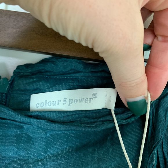 NWT Colour 5 Power green silk blend crinkle pant trouser large - Picture 4 of 7